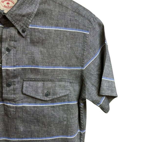 Brooks Brothers Red Fleece Linen/Cotton Stripe Short Sleeve Pullover - Picture 6 of 8